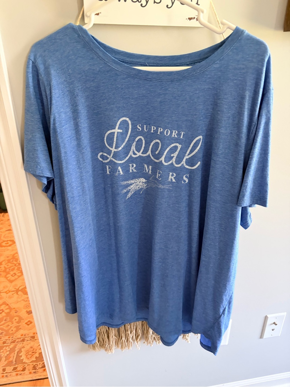 Maurice’s Blue "Support Local Farmers" Graphic Fringe Tee